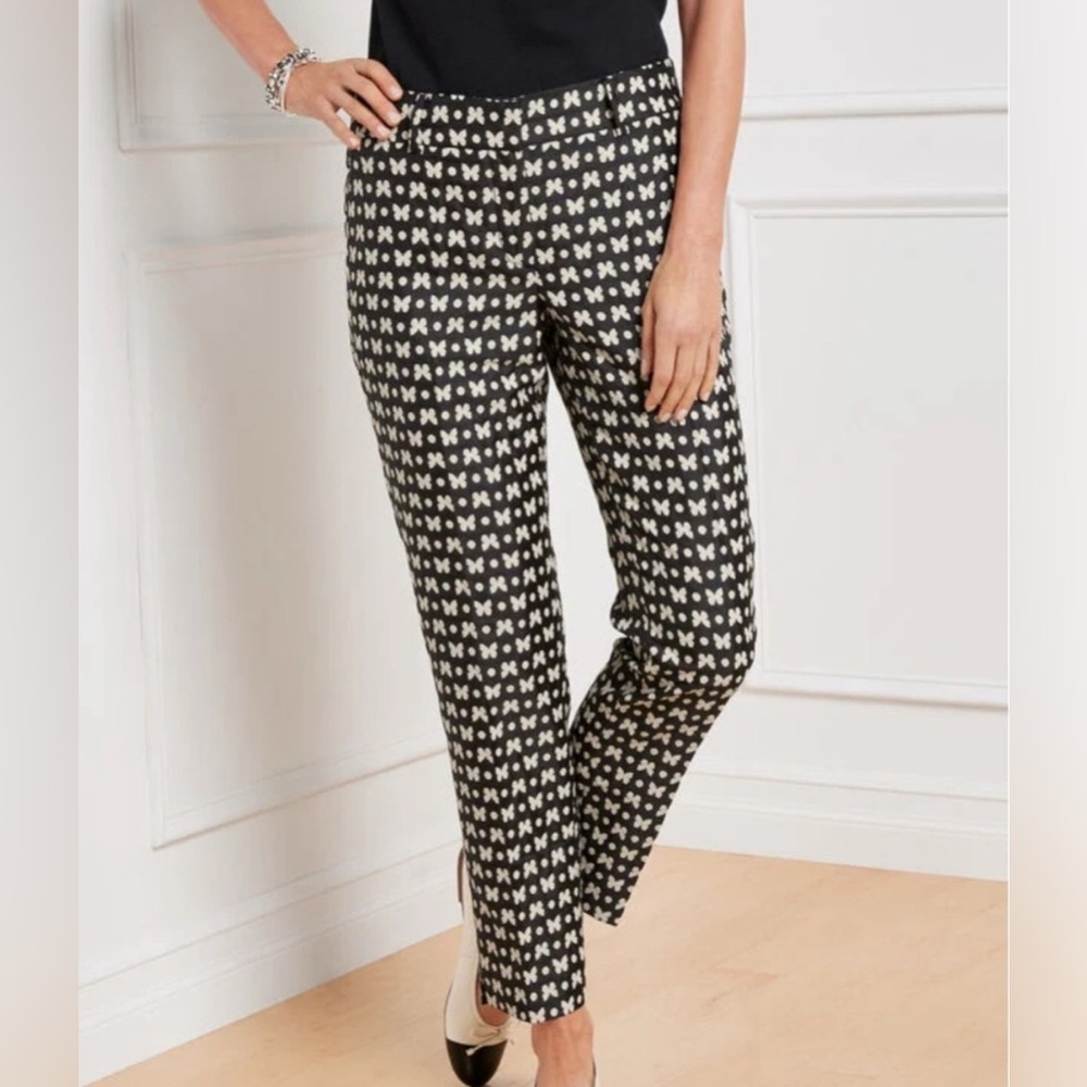 Talbots Hampshire Ankle Pants - JACQUARD BUTTERFLY Sz 12